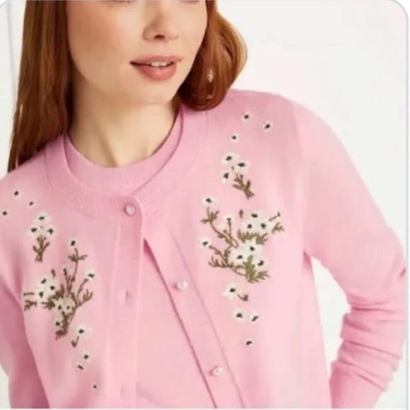 NWT Hill House Audrey Wool Floral Embroidery Cardigan & Top- Matching Set Sz M - Picture 6 of 16